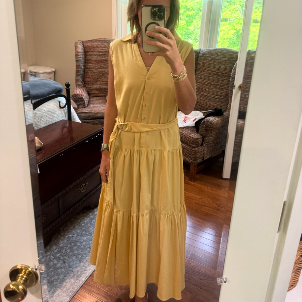 Elie Tahari Yellow Sleeveless Polo Collar Sundress